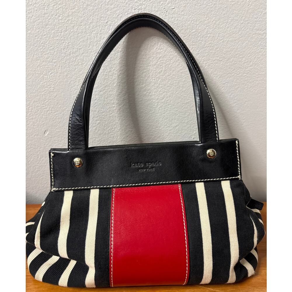 Kate Spade Vintage 90s Y2K Boxy Sam Silhouette Handbag Black White Red